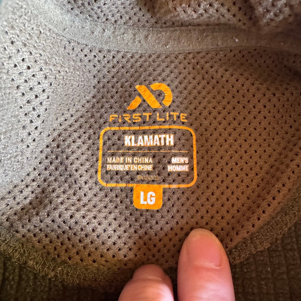 First Lite Klamath Quarter Zip Hoody Mens Large Green Grid Fleece Hunting - Picture 9 of 12